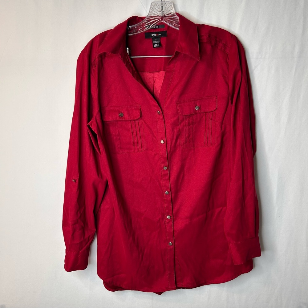 Sale Final Price Style & Co Button up Dress Shirt Dark Burgundy. Stretch Size S.